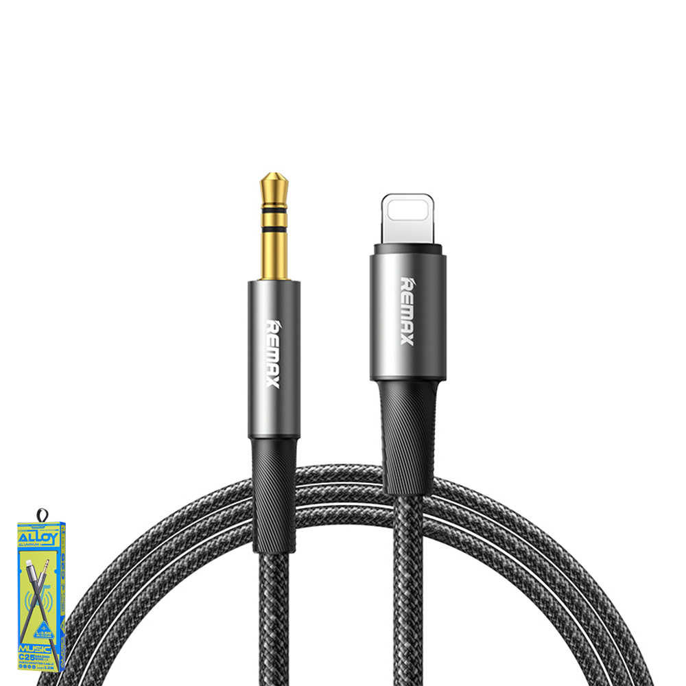 Remax C25 Braided Lightning iPhone to 3.5mm Jack Audio Adapter Cable 1.2M -Black Remax C25 Braided Lightning iPhone to 3.5mm Jack Audio Adapter Cable 1.2M -Black